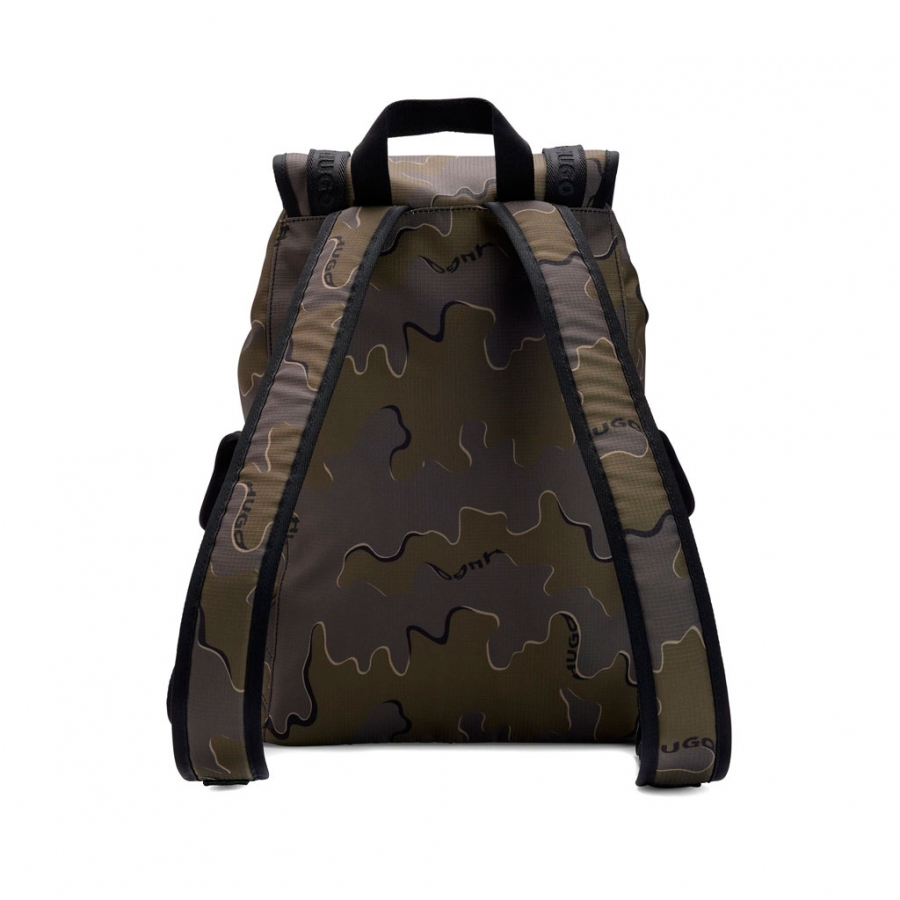 BACKPACK WITH CAMOUFLAGE PRINT AND LOGO