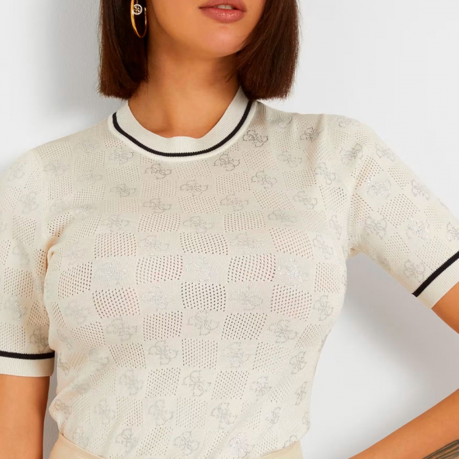 top-in-maglia-con-logo-in-strass