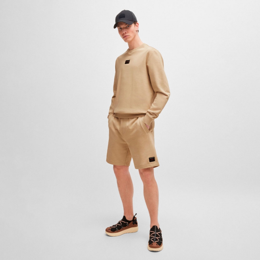 relaxed-fit-shorts-in-cotton-fleece-with-logo-trim