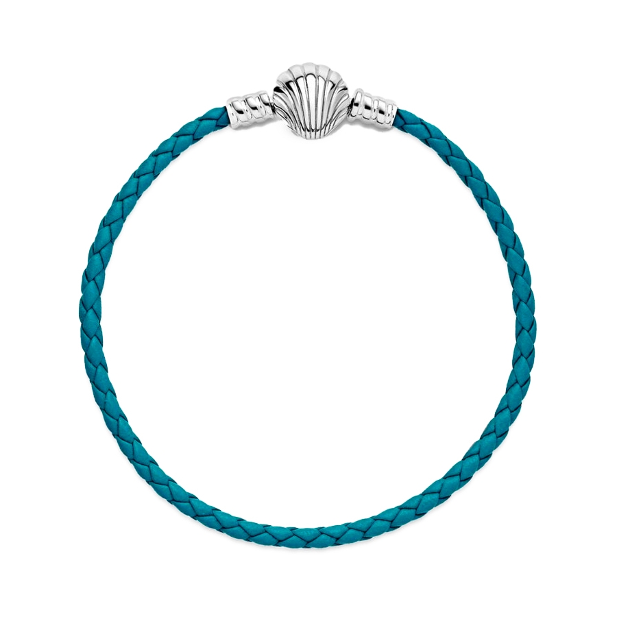 bracelet-pandora-moments-en-cuir-tresse-turquoise-avec-fermeture-coquille-598951c010