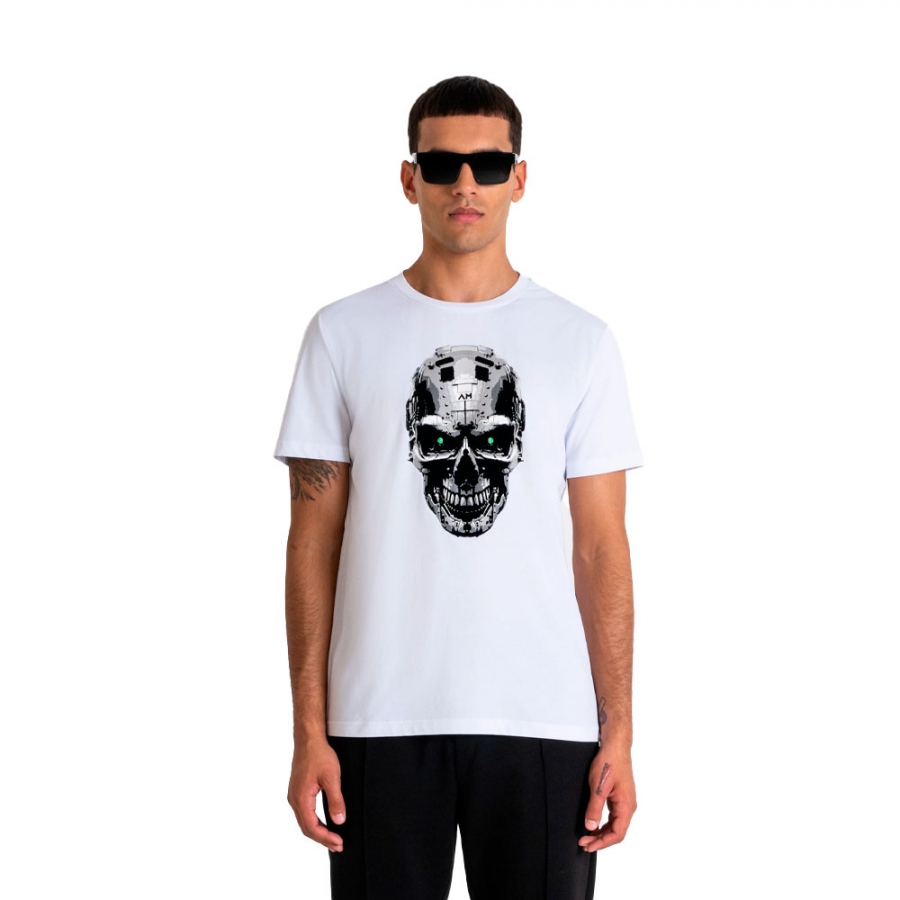 camiseta-slim-fit-con-estampado-de-calavera-cibernetica