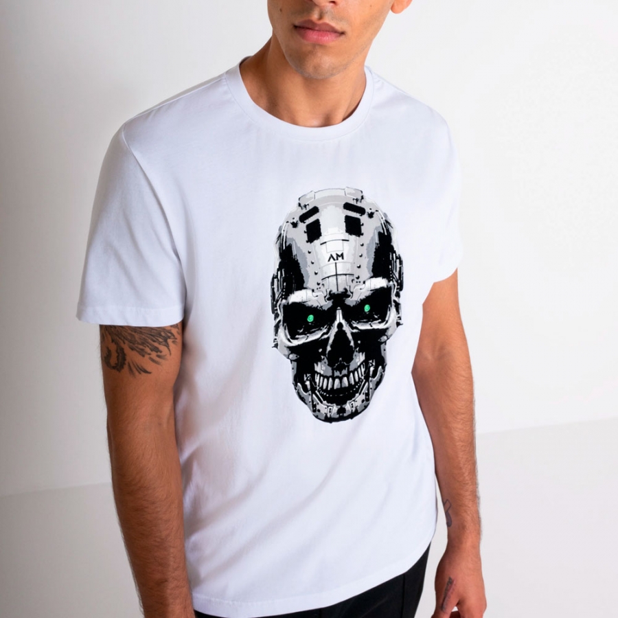 slim-fit-t-shirt-mit-cyber-skull-print