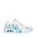 WBL-WHITE DURALEATHER/BLUE HEART PRINT