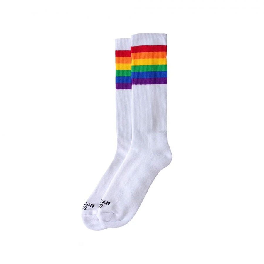 Calze americane Rainbow Pride Calze bianche medio alte