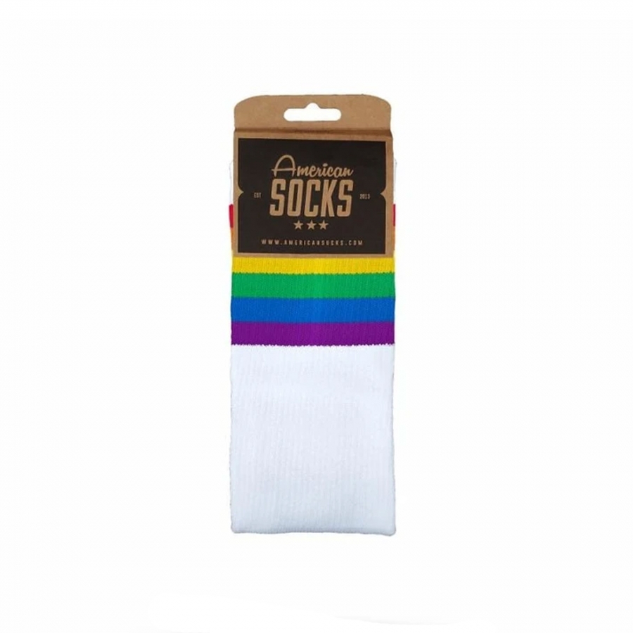 Calze americane Rainbow Pride Calze bianche medio alte